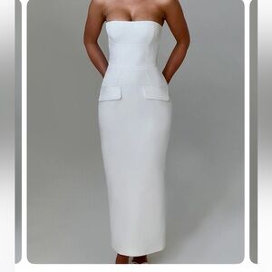 Babyboo Elegant White Strapless Dress